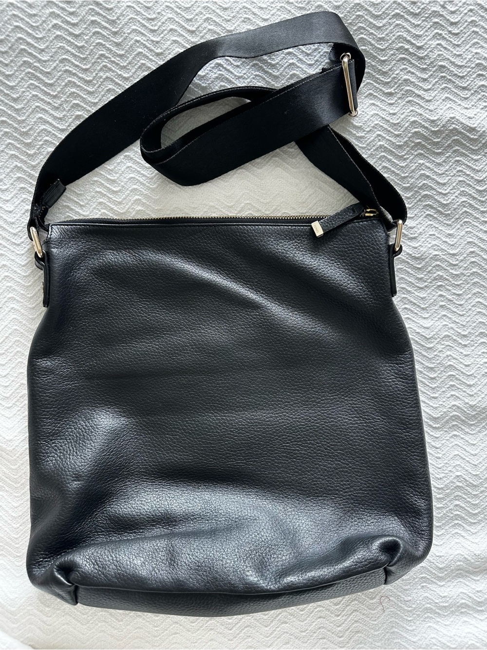Kiko Black Pebbled Leather Crossbody Tote with Gold Hardware - Picture 2 of 7